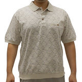 Safe Harbor Allover Short Sleeve Banded Bottom Shirt 6190-182 Taupe