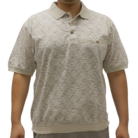 Safe Harbor Allover Short Sleeve Banded Bottom Shirt 6190-182 Taupe