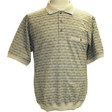 Safe Harbor Allover Short Sleeve Banded Bottom Shirt Stone 6191-317 Stone