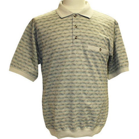 Safe Harbor Allover Short Sleeve Banded Bottom Shirt Stone 6191-317 Stone