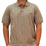 Safe Harbor Allover Short Sleeve Banded Bottom Shirt 6191-318BT Taupe