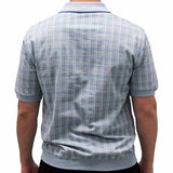 Safe Harbor Short Sleeve Plaid Banded Bottom Shirt - 6191-325 Grey Blue Plaid