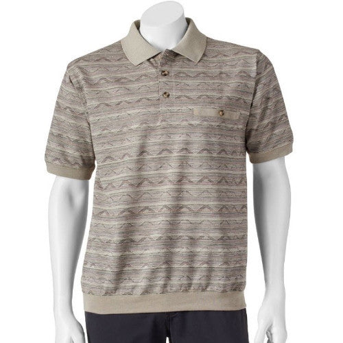 Safe Harbor Allover Short Sleeve Banded Bottom Shirt 6191-328 Khaki