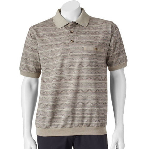 Safe Harbor Allover Short Sleeve Banded Bottom Shirt 6191-328 Khaki