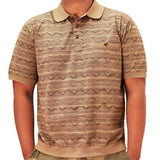 Safe Harbor Allover Short Sleeve Banded Bottom Shirt 6191-328 Khaki