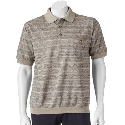 Safe Harbor Allover Short Sleeve Banded Bottom Shirt 6191-328BT Khaki