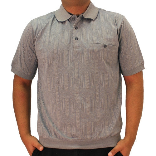 Safe Harbor Jacquard Short Sleeve Banded Bottom Shirt 6191-329 Blue