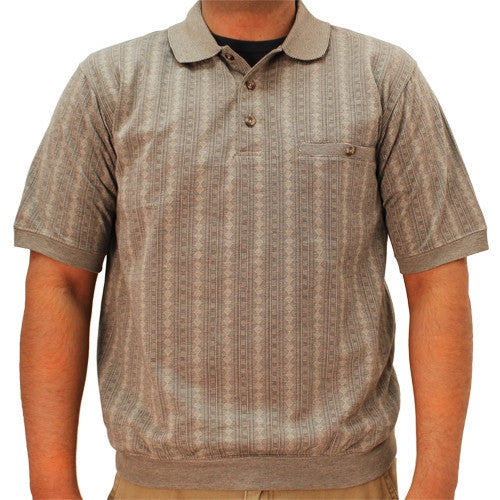 Safe Harbor Allover Short Sleeve Banded Bottom Shirt 6191-333 Khaki