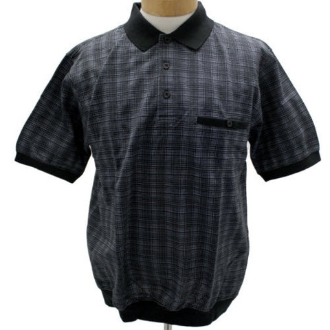 Safe Harbor Allover Short Sleeve Banded Bottom Shirt 6191-337BT Black