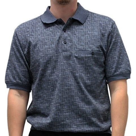 Safe Harbor Allover Short Sleeve Banded Bottom Shirt 6191-343BT Slate