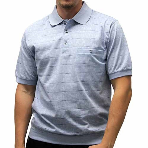Safe Harbor Allover Short Sleeve Banded Bottom Shirt 6191-353 Light Blue