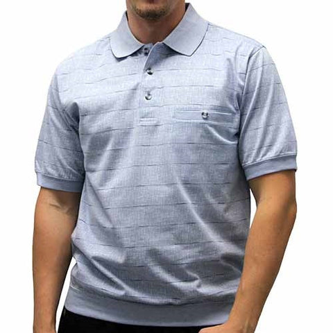 Safe Harbor Allover Short Sleeve Banded Bottom Shirt 6191-353 Light Blue