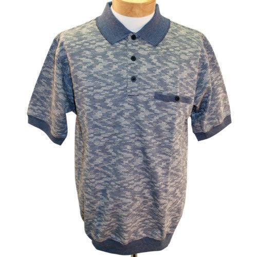 Safe Harbor Allover Short Sleeve Banded Bottom Shirt 6191-356 Blue