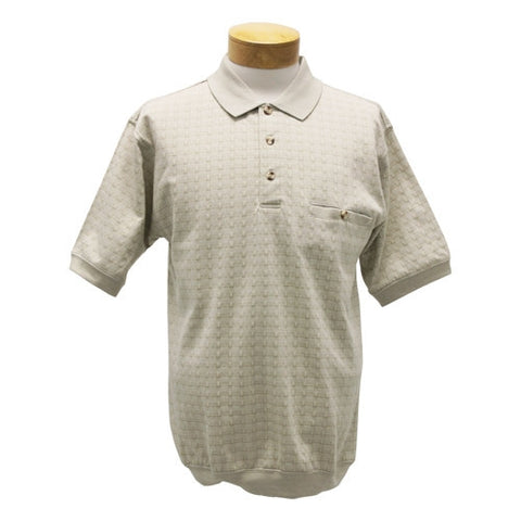 Safe Harbor Basketweave Short Sleeve Banded Bottom Shirt 6191-360 Taupe