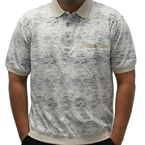 Safe Harbor Jacquard Short Sleeve Banded Bottom Shirt 6191-361 Stone