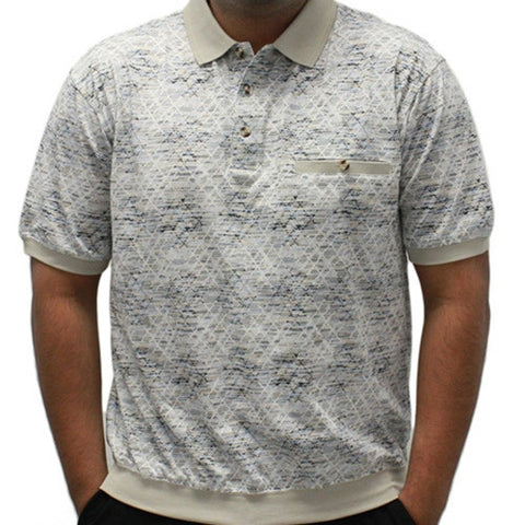 Safe Harbor Jacquard Short Sleeve Banded Bottom Shirt 6191-361 Stone
