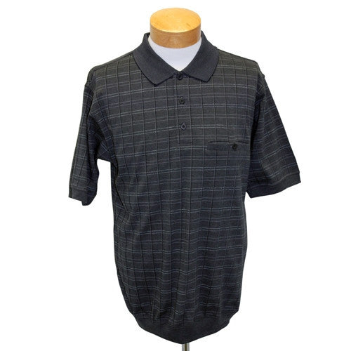 Classic By Palmland Piped Plaid Short Sleeve Banded Bottom Shirt 6191-362 Black