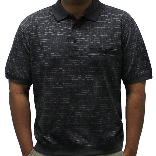 Classics By Palmland Allover Short Sleeve Banded Bottom Shirt 6191-366 Black