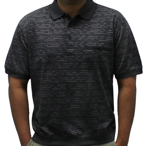 Classics By Palmland Allover Short Sleeve Banded Bottom Shirt 6191-366 Black