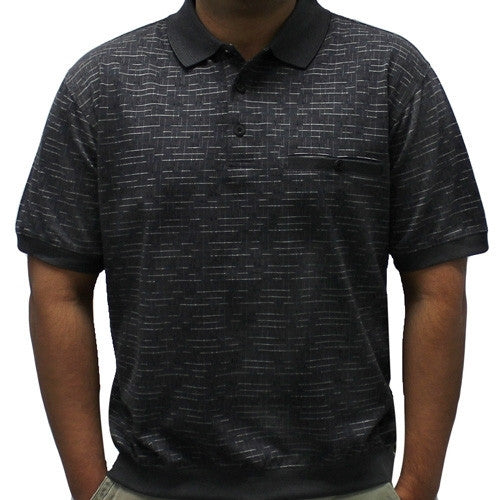 Classics By Palmland Allover Short Sleeve Banded Bottom Shirt 6191-366BT Black
