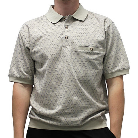 Classics By Palmland Jacquard Short Sleeve Banded Bottom 6191-381 Khaki