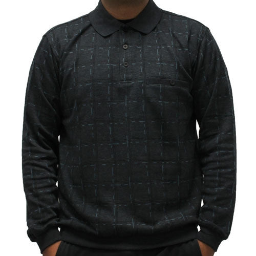 Safe Harbor Allover Long Sleeve Banded Bottom Shirt 6196-203 Black