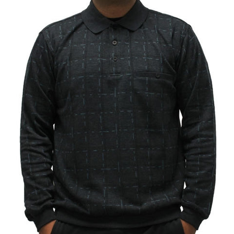 Safe Harbor Allover Long Sleeve Banded Bottom Shirt 6196-203 Black