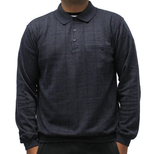 Safe Harbor Allover Long Sleeve Banded Bottom Shirt - 6196-207 Navy