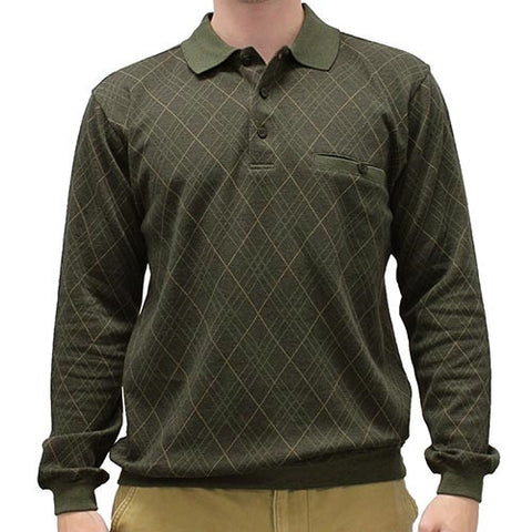 Classics By Palmland Allover Long Sleeve Banded Bottom 6196-212 Olive