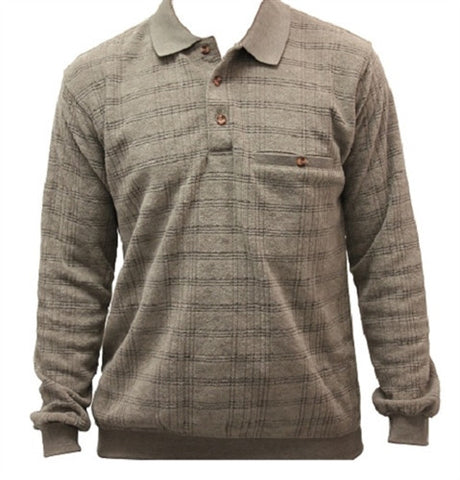 Safe Harbor Allover Long Sleeve Banded Bottom Shirt 6198-103 Light Brown