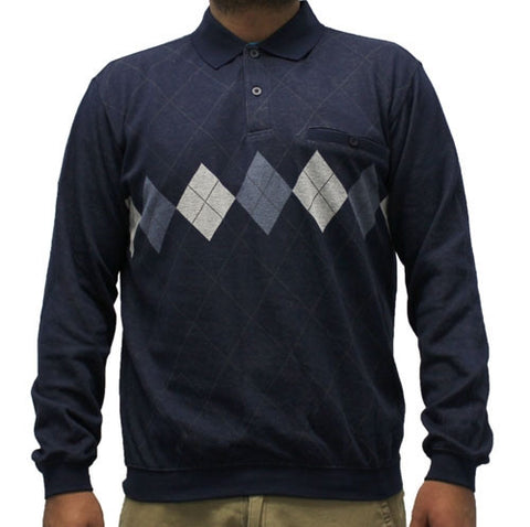 Classics By Palmland Allover Long Sleeve Banded Bottom 6198-116 Navy