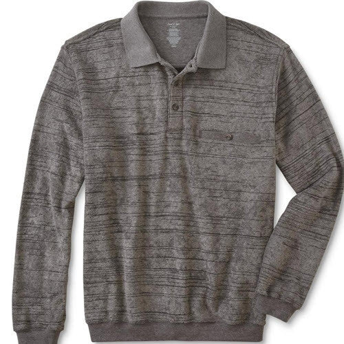 Classics By Palmland Allover Long Sleeve Banded Bottom 6198-123 Charcoal